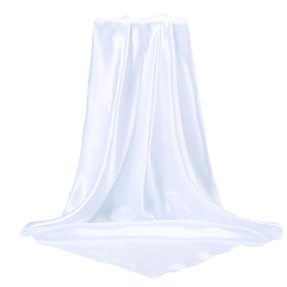 Elegant Satin Jersey Muslim Hijab Scarf Square Soft Head Wrap Scarves Shawl for Women Girls - color: White(90*90cm)