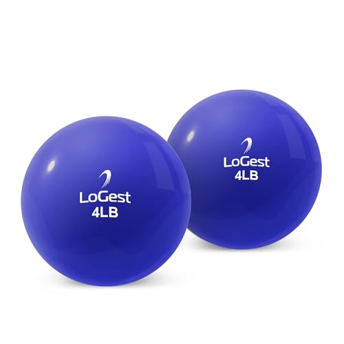 Logest Weighted Toning Exercise Balls Pair - Round Shape Medicine Ball - 1LB 2LB 3LB 4LB 5LB 6LB Available - Toning Muscle for Men & Women - size: 4LB - Pair