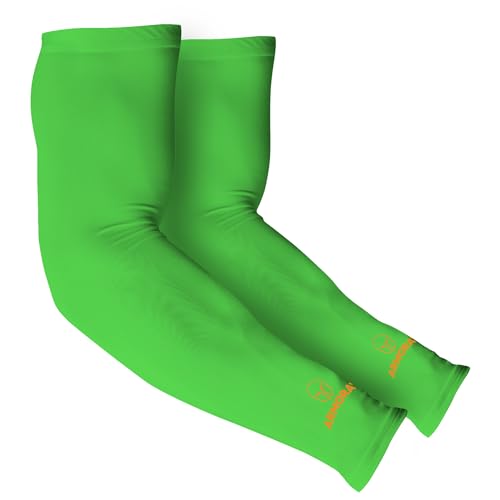 ARMORAY Arm Sleeves for Men & Women UPF 50 Sports Compression Cooling Sleeve for Basketball Golf Running Tattoo Coverage - color: Green (1 Pair)