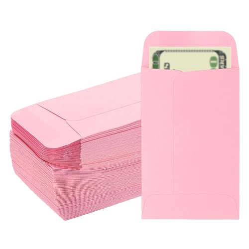 PATIKIL Money Envelope, 100 Pack 3.5" x 2.2" Cash Envelopes Money Holder Bags Budgeting Saving Challenge Letter for Gift Coins Checks Tickets Jewelry Passport Card, Pink - color: Pink, size: 3.5" x 2.2"