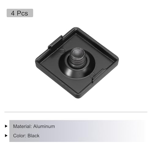 MECCANIXITY 4 Pcs 3030 EU Standard T-Slot 9.5mm Hole Dia Aluminum Extrusion End Cap 30x30mm Black for Fish Tank Rack, Storage Rack with Push-in Fastener