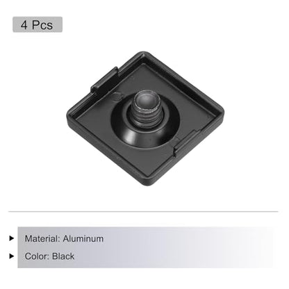 MECCANIXITY 4 Pcs 3030 EU Standard T-Slot 9.5mm Hole Dia Aluminum Extrusion End Cap 30x30mm Black for Fish Tank Rack, Storage Rack with Push-in Fastener