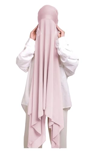 Lina & Lily Muslim Chiffon Instant Hijab Head Scarf with Matching Tie Back Jersey Undercap - color: Nude Pink