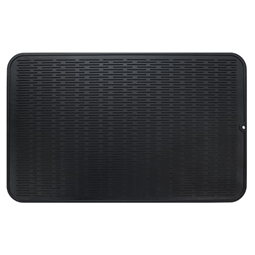 MicoYang Silicone Dish Drying Mat for Multiple Usage,Easy clean,Eco-friendly,Heat-resistant Silicone Mat for Kitchen Counter or Sink,Refrigerator or Drawer Liner Black 3XL 28 inches x 18 inches - color: Black, size: 28"L x 18"W