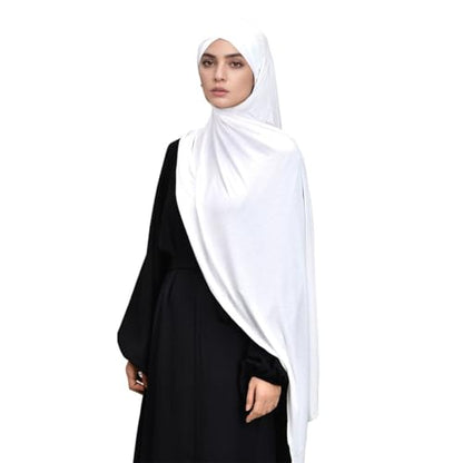 Pre-sewn Instant Hijab Non-slip Scarf for Women Modal Jersey Head Scarf Wrap for Women - color: White2