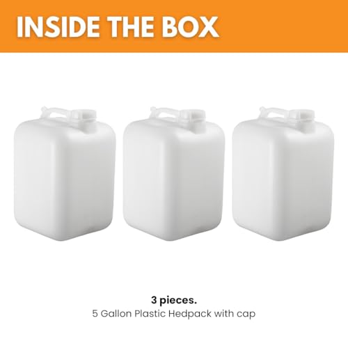 FastRack 5 Gallon Hedpak Jug with Screw Cap | 3-Pack BPA-Free Food-Grade HDPE Water Container, Leak-Resistant White | For Brewing, Fermentation & Emergency Water Storage - size: 3 Pack - 5G