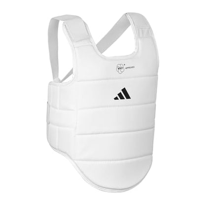adidas WKF Approved Karate Chest Protector - White w/ Black Logo - size: XX-Small