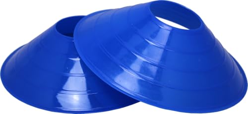 BlueDot Trading High Visibility Disc Cones for Sports, Agility Training, Soccer, Football, Field Cone Markers for Adults or Kids, Blue, Quantity 12-Pack