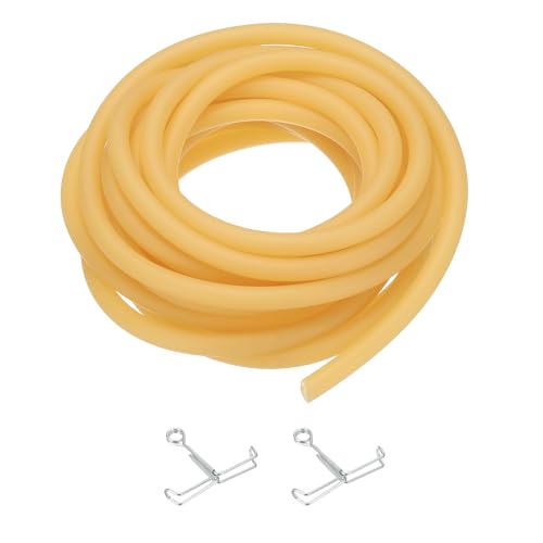 PATIKIL Rubber Tubing, 3mmx8mmx5m Tubing Tube with Hose Clamps, Soft Hose Line Pipe for Multipurpose Industrial Aquarium, Yellow - size: 3mmx8mmx5m