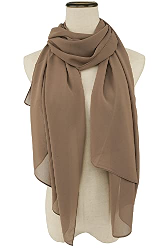YOUR SMILE for Women Lightweight Breathable Solid Color Soft Chiffon Long Fashion Scarves Sun-proof Shawls Wrap - color: Brown