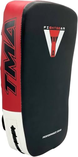 TMA Muay Thai Pad for Training, Curved Kickboxing Kicking Strike Shield, Coaching Kick Boxing, MMA, Martial Arts, Karate, Taekwondo, Punching, Foot and Elbow Target (1 Pcs Sold AS Single) - color: Red/Black
