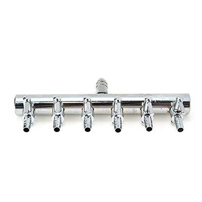 Air Flow Splitter Aquarium Stainless Steel 6Way Lever | This stainless steel 6-way lever control valve splits air flow for aquarium use. - size: 6 Ways
