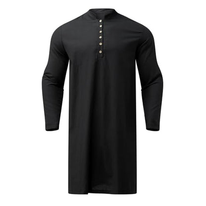 Men Islamic Caftan Thobe Long Sleeve Breathable Durable Comfortable Saudi Arabic Arab Costume Thobes - size: X-Large