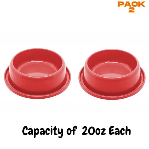 Ant-Proof Pet Food & Water Bowls – Moat Design Non-Skid Dish Set for Dogs & Cats – Prevents Ants & Insects – Easy Clean, Portable, Safe for All Pets (Pack 2) (Red, 20oz)