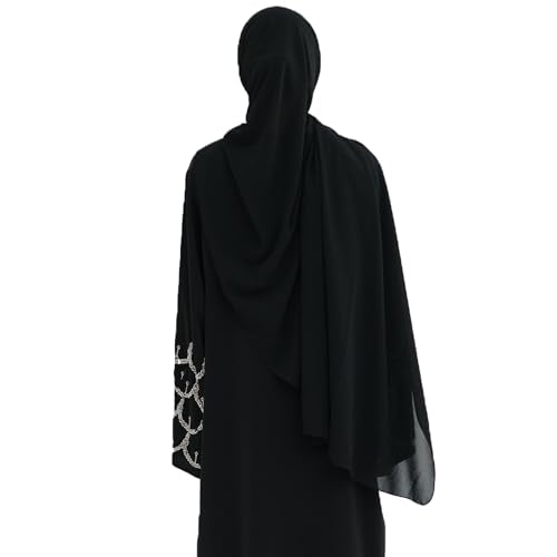Instant Chiffon Hijab with Undercap Solid Color Muslim Hijabs Scarf Head Wraps Ready To Wear Hijab For Women - color: Black