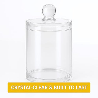 Acrylic Qtip Holder Bathroom Set, Bathroom Containers with Lids, Clear Plastic Apothecary Jars, Q Tip Holder Bathroom Set, Cotton Swab Holder, Cotton Ball Holder (Pack of 4) - size: Pack of 4
