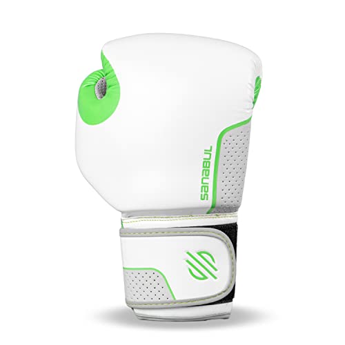 Sanabul Hyperstrike Boxing Gloves for Women, Kickboxing MMA Muay Thai Gloves, Training Sparring Punching Heavy Bag. - color: Green/White, size: 8 oz