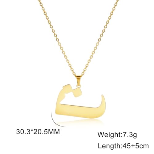 Stainless Steel Arabic Letter 'Alif' Pendant Necklace, Unisex Initial Jewelry - color: Style 03, size: Steel Color