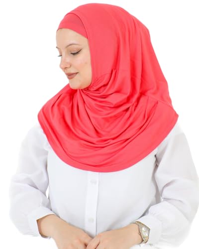 Prien Chic Ready To Wear Hijab For Women, Muslim Long Turban Undercap Set, Instant Scarf, Prayer Clothes For Girls, Abaya - color: Brink Pink