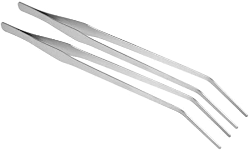Utoolmart Aquarium Plant Tweezer, Stainless Steel Curved Tweezer, Aquarium Tweezers Extra Long 38cm, for Fish Tank Plant Aquascape Tools, Feeding Tongs, 2 Pcs - color: 2pcs, size: 38cm Curved