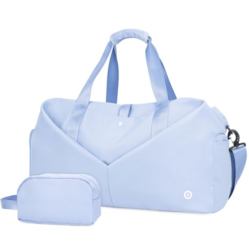 Ceneda 20" Gym Bag for Women with Wet Pocket & Shoe Compartment, Lightweight Duffel Waterproof Carry On Duffle for Travel, Yoga, Overnight (Light Blue) - color: Light Blue
