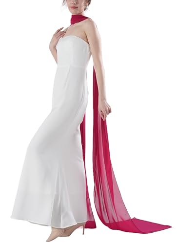 Women's 157 Inch Long Chiffon Neck Scarf Chiffon Veil Scarf Shawl Wrap for Wedding Bridal Evening Bridesmaid Dresses - color: Burgundy