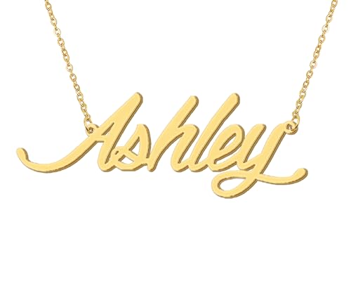 Aoloshow Personalized Name Necklace Custom Any Name Necklaces Jewelry for Womens New Mom Bridesmaid Gift - style: Gold - Ashley