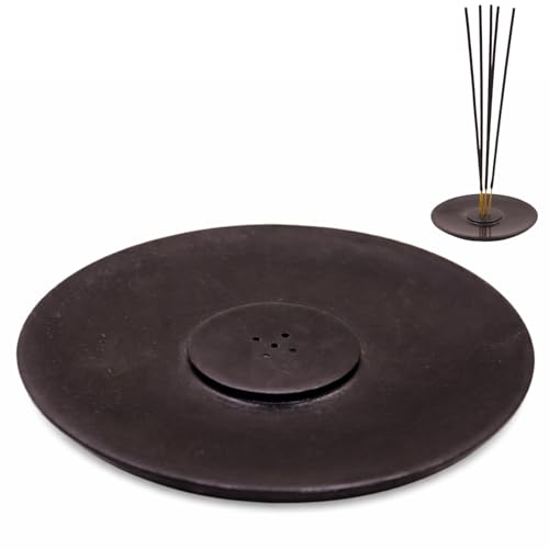 핸드메이드 대리석 향 스틱 홀더, 블랙, 10.2cm(4인치) | 원형 향 버너, 여러 개의 구멍, 장식용 애쉬 캐처, 가정 및 사무실 장식 - color: 블랙.