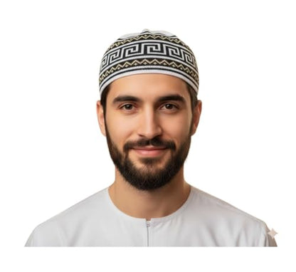 Set 2 PCS Muslim Beanies Kufi Hat for Men AMN-225B Skull Cap Islam Taqiyah Takke Eid Ramadan Gift - color: Color G