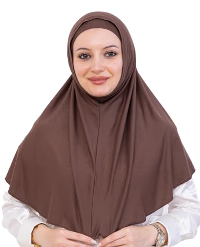 Prien Instant Hijab For Women, Muslim Long Scarf, Undercap Turban Set, Turkish Islamic Clothing, Prayer Clothes For Abaya - color: Brown