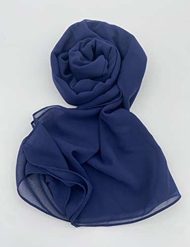 Txameru Hijab for Women Chiffon Hijab Scarfs for Women Long Shawl - color: Navy