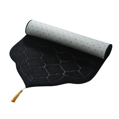 JE JOUE Prayer Rug Muslim Mat Islamic - Thickening Sponge Muslim Rug for Men Women Eid Travel Ramadan, Soft Luxury Great for Knees and Forehead （Black） - color: Black