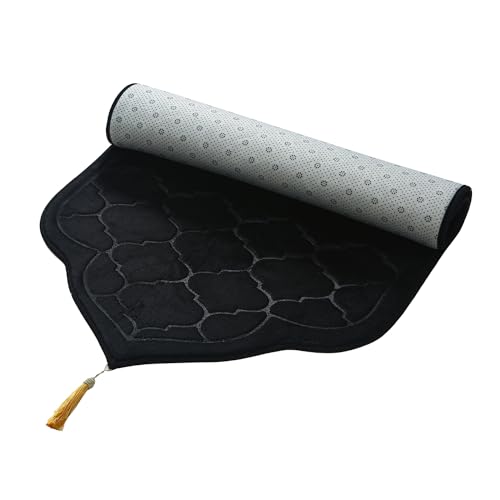 JE JOUE Prayer Rug Muslim Mat Islamic - Thickening Sponge Muslim Rug for Men Women Eid Travel Ramadan, Soft Luxury Great for Knees and Forehead （Black） - color: Black