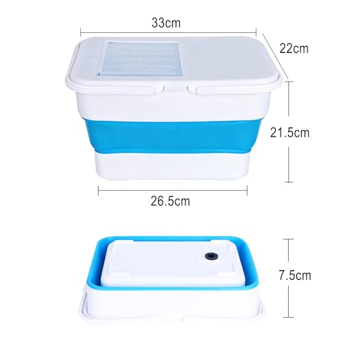 Collapsible Bucket,13 L Foldable Fish Bucket with Lockable Lid,Multifunctional Container for Live Fishing Lure,Collapsible Washing up Bowlfor Home & Car (Blue) - color: Blue