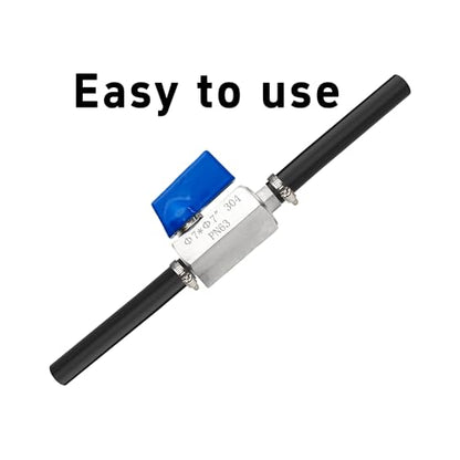 1/4” 304 Stainless Steel Mini Barb Ball Valve, Hose Shut Off Valve with Clamps, Corrosion Resistant Shut-Off Switch for Water, Gas, Fuel, Drip Irrigation, Aquariums - size: 1/4”