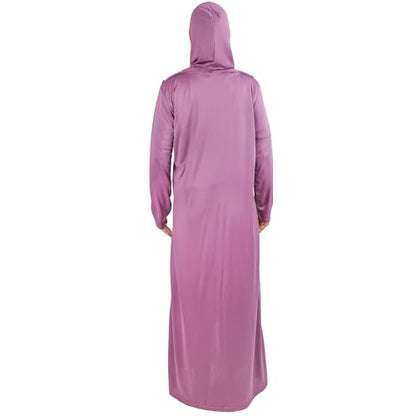 Women’s Prayer Dress Abaya, Zip Front Long Sleeve Islamic Dress - color: Gray, size: Small-Medium