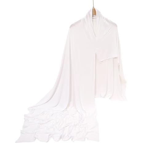 Pre-sewn Instant Hijab Non-slip Scarf for Women Modal Jersey Head Scarf Wrap for Women - color: White