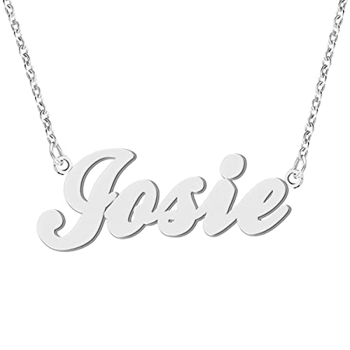 Name Necklace Personalized Engraved Name Pendant for Womens Friends - style: Josie - Silver