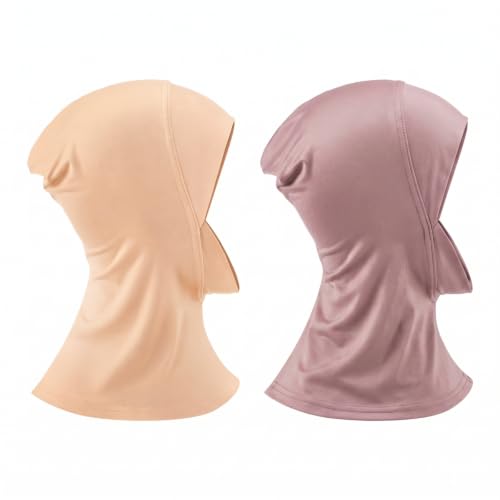 Geyoga Modal Hijab Cap for Women Adjustable Muslim Stretchy Turban Full Cover Shawl Cap Full Neck Coverage Small and medium - color: Beige, Khaki