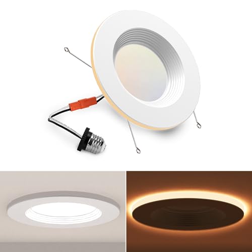 POWERASIA 1 Pack 5/6 Inch LED Metal Recessed Lighting with Night Light - color: 5CCT+NT-WH, size: 1PACK-6IN