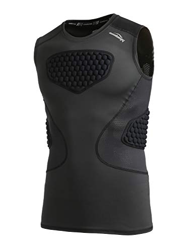 COOLOMG Youth Chest Protector Baseball Softball Football Lacrosse | Padded Compression Shirt Sleeveless Rib Heart Sternum Guard - color: Black, size: Large
