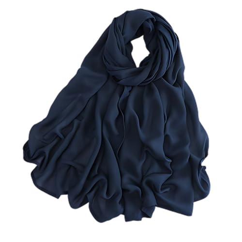 Modal Hijab Scarf for Women, 27.6 x 70.9 in (70 x 180 cm), Dark Blue, Soft Lightweight Head Scarf, Fashionable Shawl for All Seasons, Any Occasion