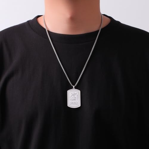 VASSAGO Allah Necklace for Women Men Stainless Steel Islamic Muslim Pendant Islam Religious Charm Jewelry Gift - color: Silver Islam Necklace