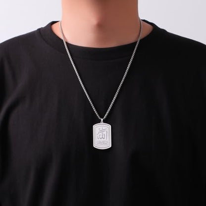 VASSAGO Allah Necklace for Women Men Stainless Steel Islamic Muslim Pendant Islam Religious Charm Jewelry Gift - color: Silver Islam Necklace