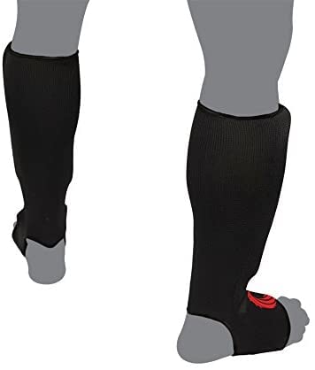 Sustain Shin Guard, Elastic Cloth Shin & Instep Padded Guards for Muay Thai Training, Sparring, MMA, Protective Kickboxing (Pair) - size: X-Small