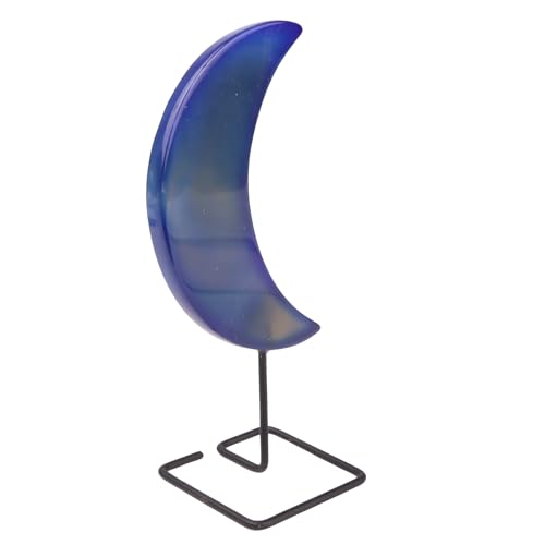 Needzo Blue Agate Crescent Moon, Meditation and Yoga Accessories, Tabletop Decorations, 4.5 Inches
