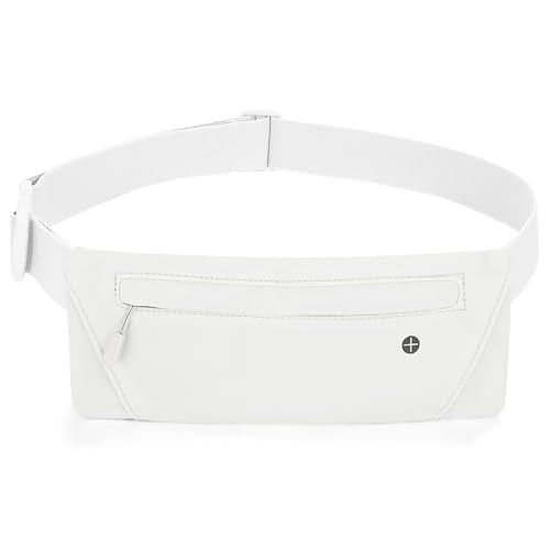 WHIPPY Slim Running Belt Fanny Pack for Women Men Elastic Runners Belt Waist Pouch Chest Bag Phone Holder Waist Pack for Running Hiking - color: 5-White