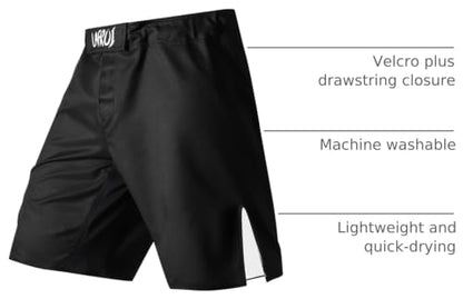 LAFROI Mens MMA Cross Training Boxing Shorts Trunks Fight Wear with Drawstring and Pocket-QJK01 - color: Black, size: Small
