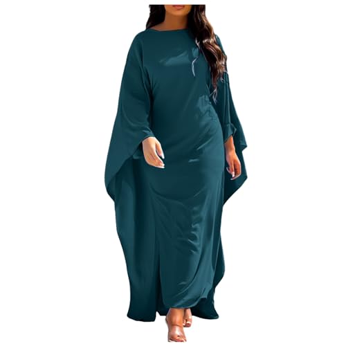 Muslim Dresses for Women One-Piece Long Sleeve Islamic Prayer Dress O Neck Slim Fit Islamic Evening Gown - color: Green, size: Large