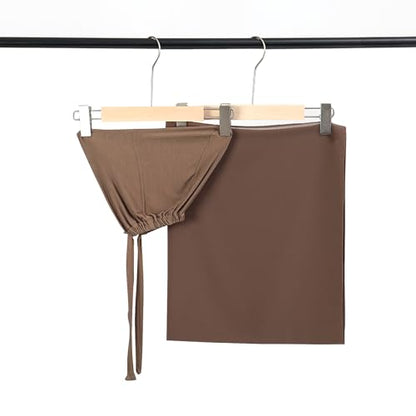 Matched Hijab and Undercap Set, Chiffon Muslim Head Scarf for Women, A Perfectly Decent Combination - color: Deep Brown